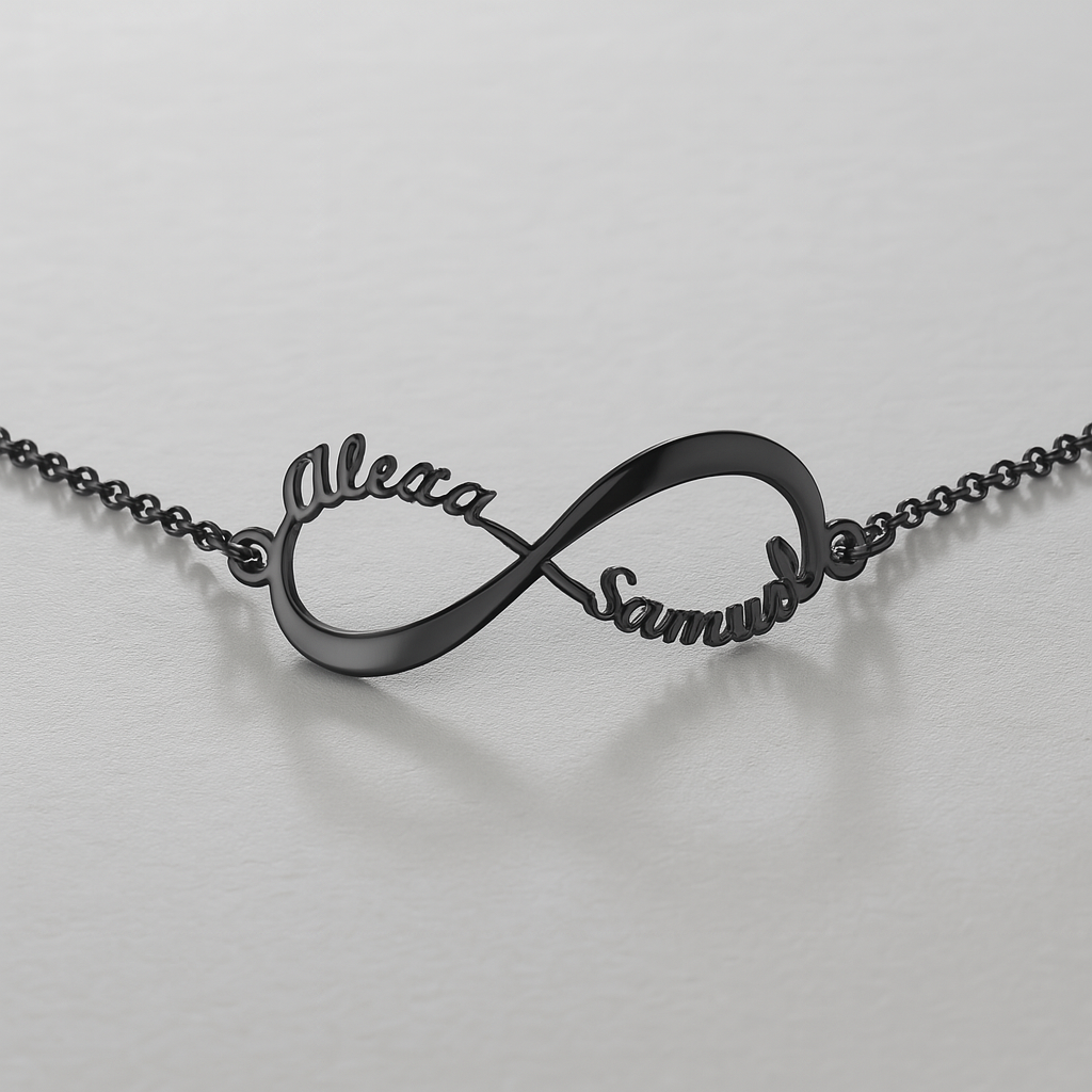 Custom Infinity Name Bracelet – Silver Chain for Couples