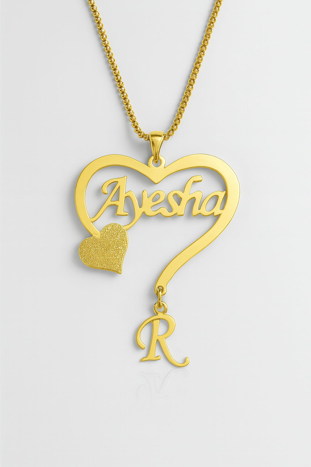 Personalized 24CT Gold Platted Heart Name Necklace with Initial Charm