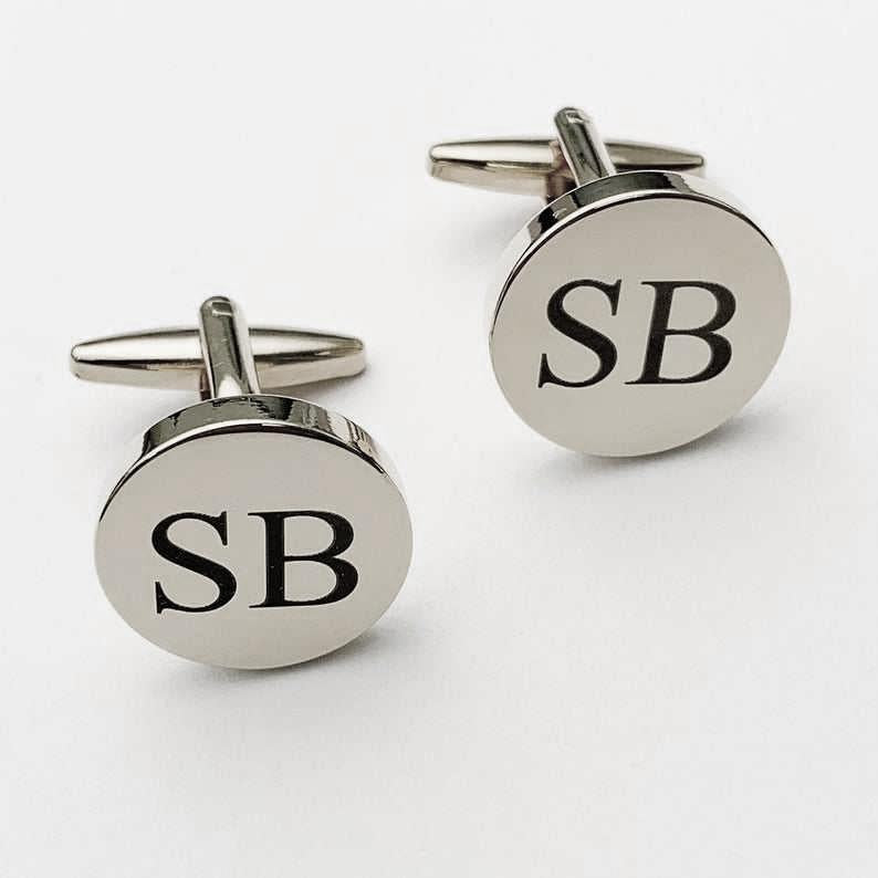 Personalized Initial Cufflinks – Custom Monogram Engraved Wedding & Gift Accessory for Men