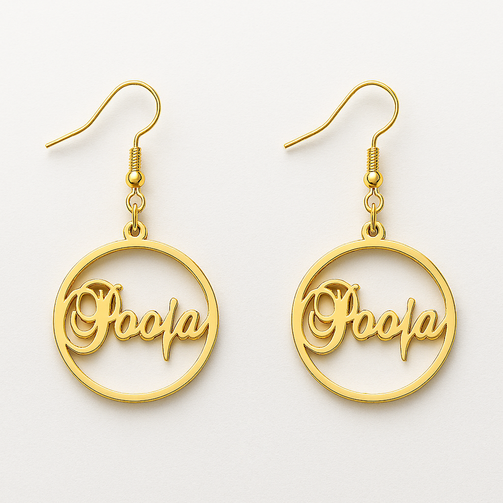 Custom Name Hoop Earrings – Personalized 24CT Gold Plated Circle Dangle Jewelry for Women