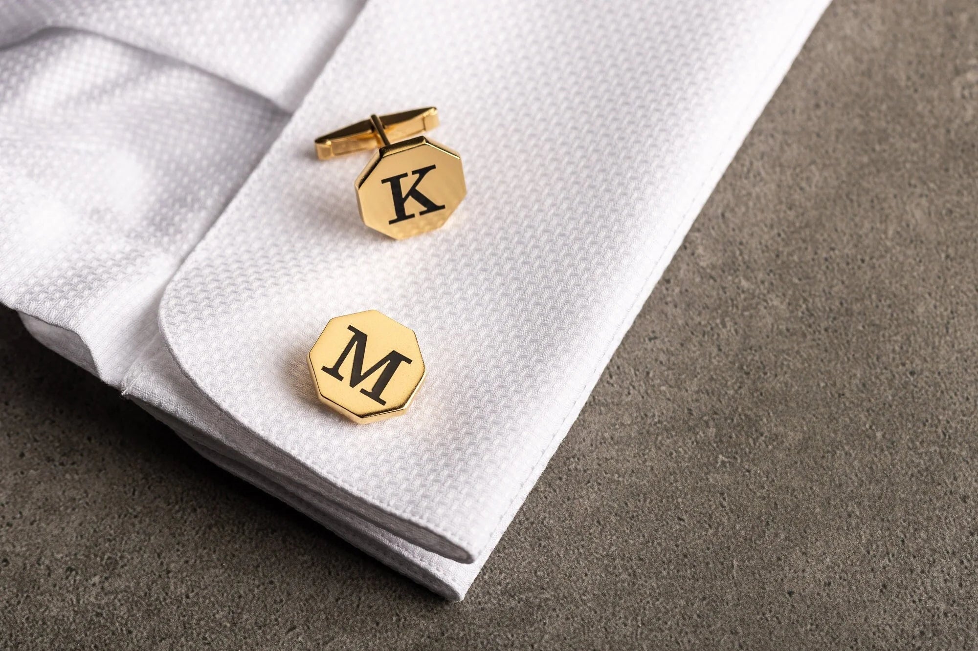 Personalized Cufflinks – Custom Engraved Monogram Gift for Men | Elegant Octagon Shape